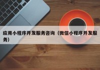 应用小程序开发服务咨询（微信小程序开发服务）